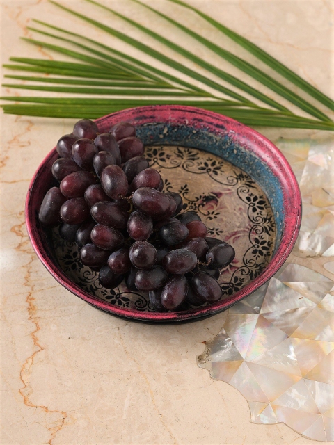 

Amoliconcepts Beige & Red Handpainted Vintage Design Iron Round Tray With Antique Patina