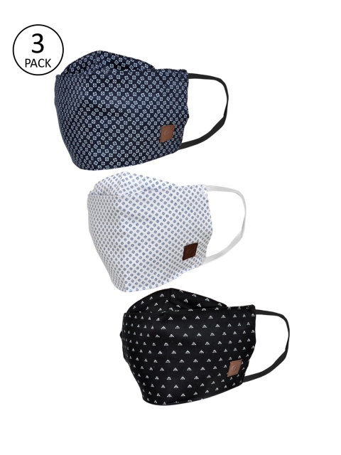 

Allen Cooper Unisex Pack Of 3 Multicoloured 3-Ply Reusable Protective Outdoor Mask, Black