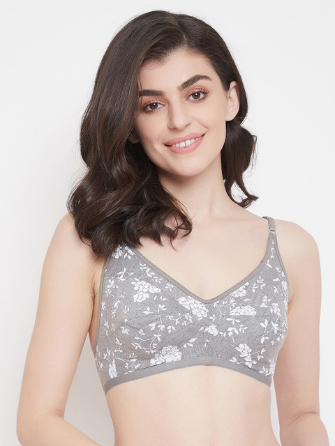 

Clovia Women Grey & White Printed Non-Padded Non-Wired Full Figure Bra BR0185F0532B