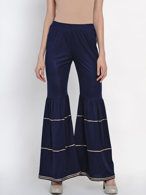 

Texco Women Navy Blue Regular Fit Solid Bootcut Trousers