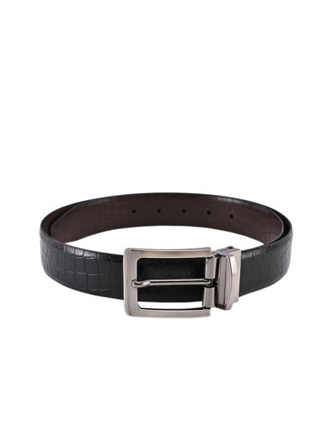 

BuckleUp Men Black Textured Leather Reversible Belt