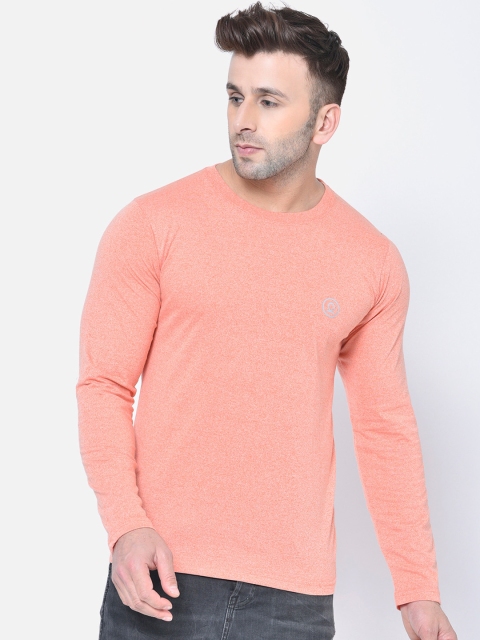 

Chkokko Men Orange Solid Round Neck T-shirt