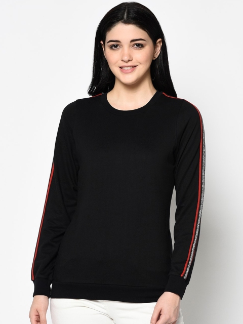 

Trufit Women Black Solid Sweatshirt