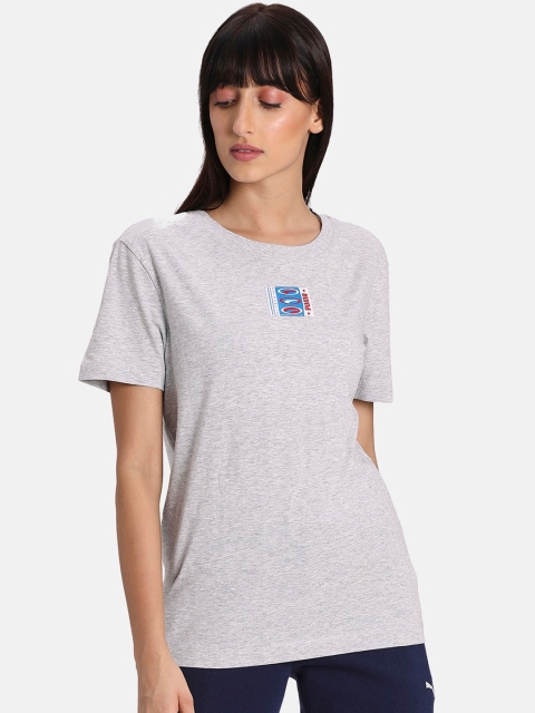 

Puma Women Grey Solid Round Neck T-shirt