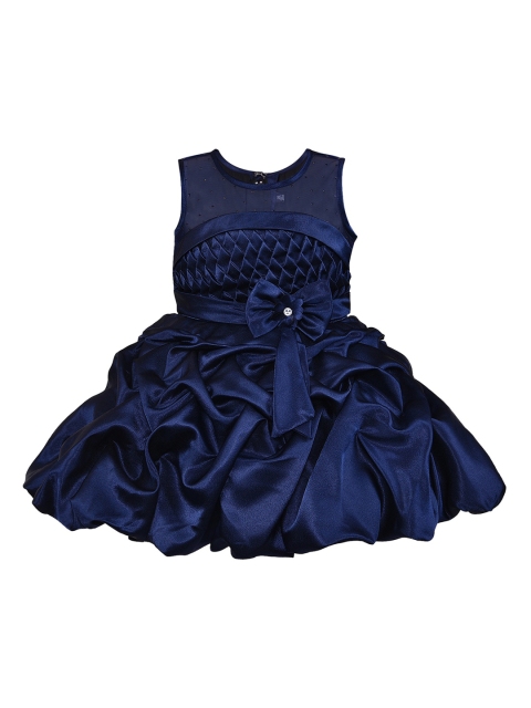 

Wish Karo Girls Navy Blue Solid Fit and Flare Dress