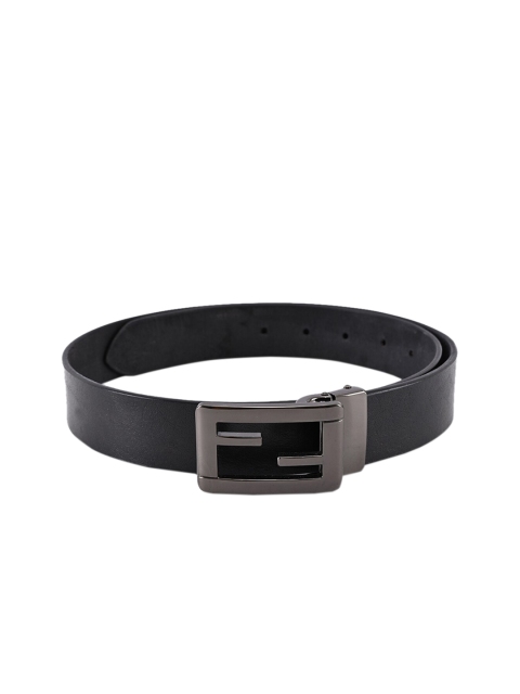 

BuckleUp Men Black Solid Leather Belt