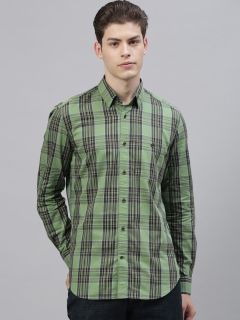 

RARE RABBIT Men Green & Blue Tailored Fit Checked Casual Shirt