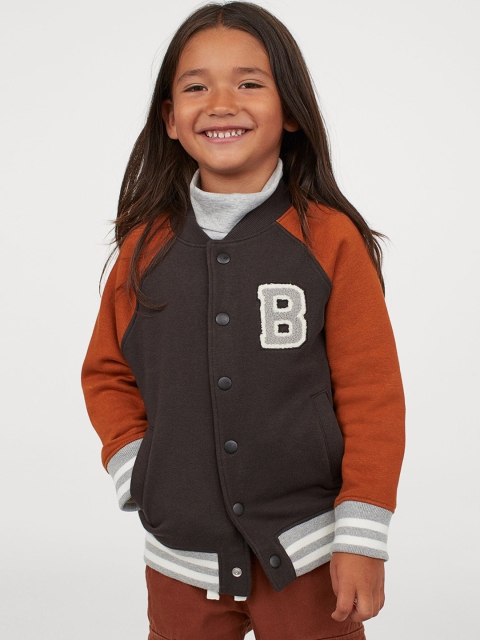 

H&M Boys Coffee Brown Colourblocked Cotton-Blend Baseball Jacket
