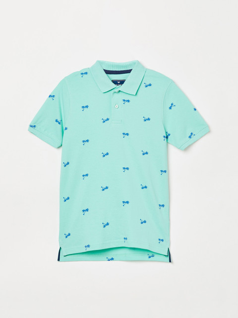 

Fame Forever by Lifestyle Boys Turquoise Blue Printed Polo Collar T-shirt