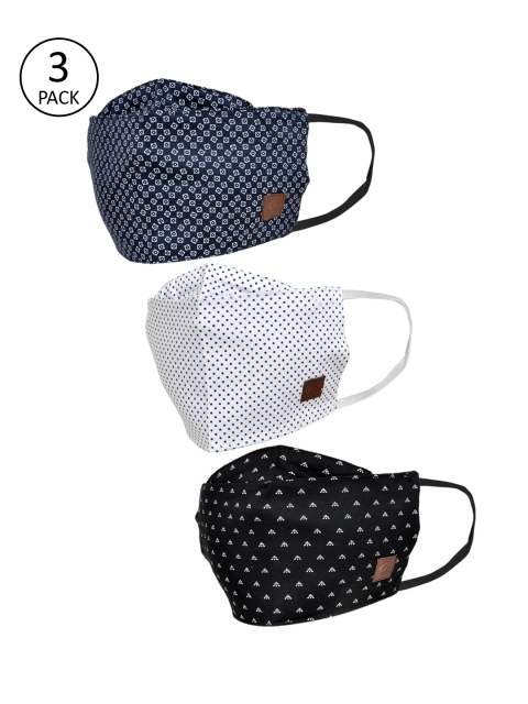 

Allen Cooper Unisex Pack Of 3 Printed 3-Ply Reusable Protective Outdoor Face Mask, Black