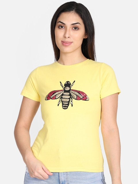 

Yaadleen Women Yellow Embellished Pure Cotton Top