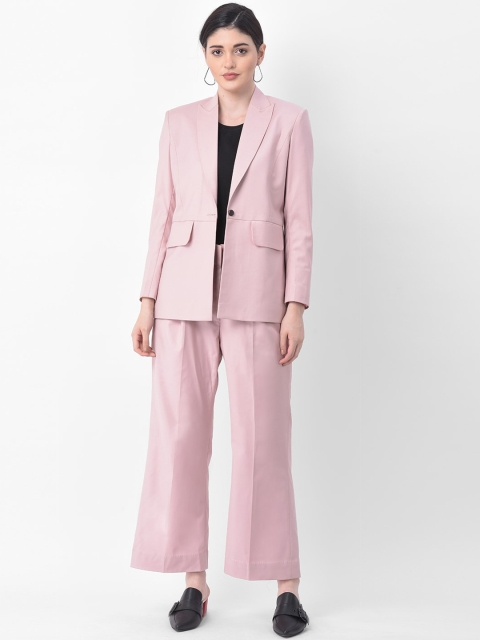 

AUDSTRO Women Pink Solid Single-Breasted 2-Piece Formal Suit
