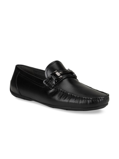 

ROSSO BRUNELLO Men Black Solid Leather Formal Loafers