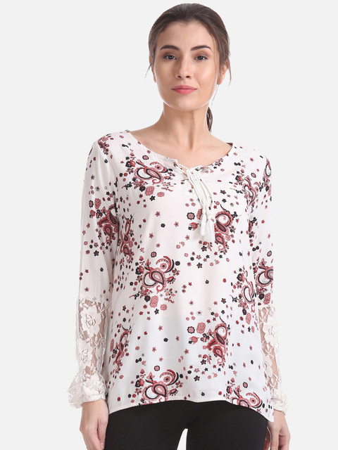 

Cherokee Women White Printed Top