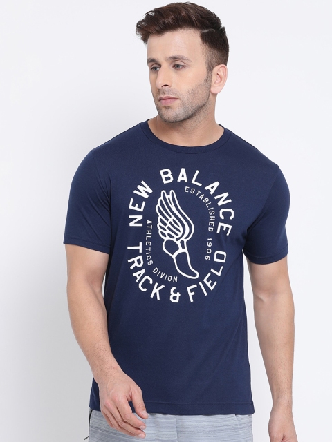 

New Balance Men Navy Blue Printed Round Neck Cotton T-shirt