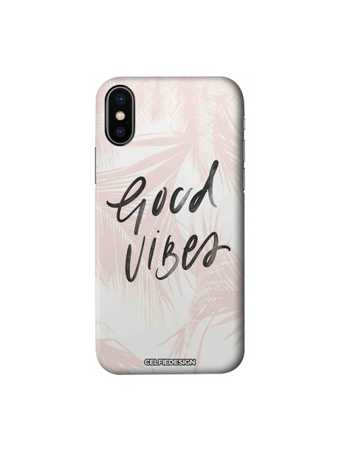 

CelfieDesign Pink & Black Good Vibes Printed iPhone X Back Cover, White