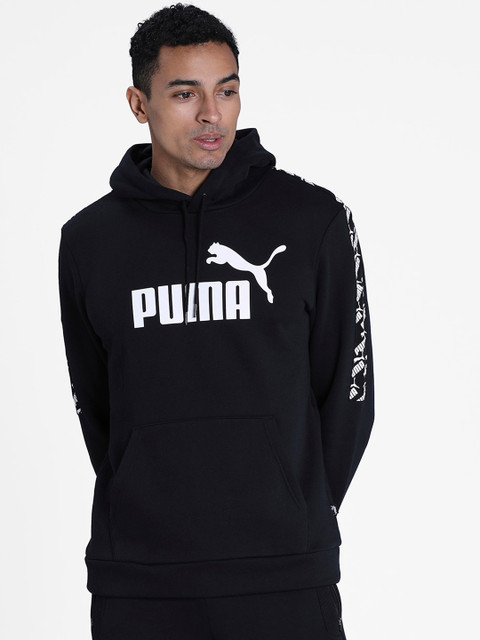 

Puma Men Black & White Printed Hooded Sweatshirt