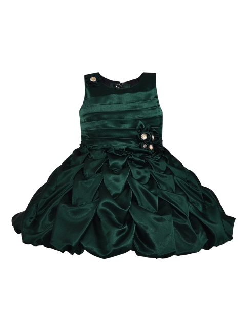 

Wish Karo Girls Green Solid Fit and Flare Dress