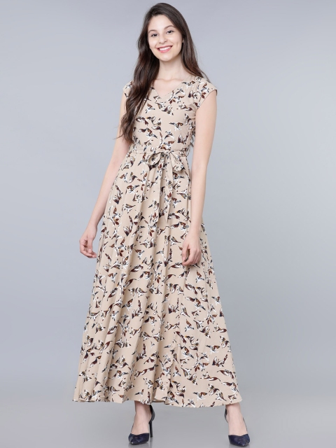 

Tokyo Talkies Women Beige Printed Maxi Dress