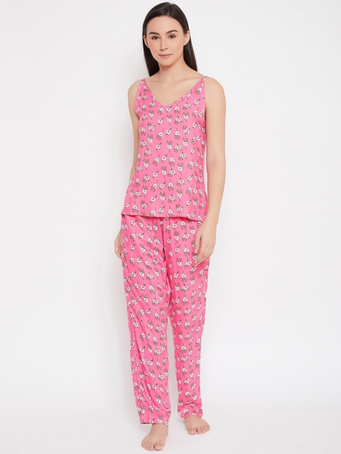 

Clovia Women Pink & White Printed Night suit
