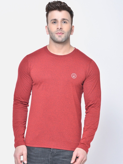 

Chkokko Men Maroon Solid Round Neck T-shirt
