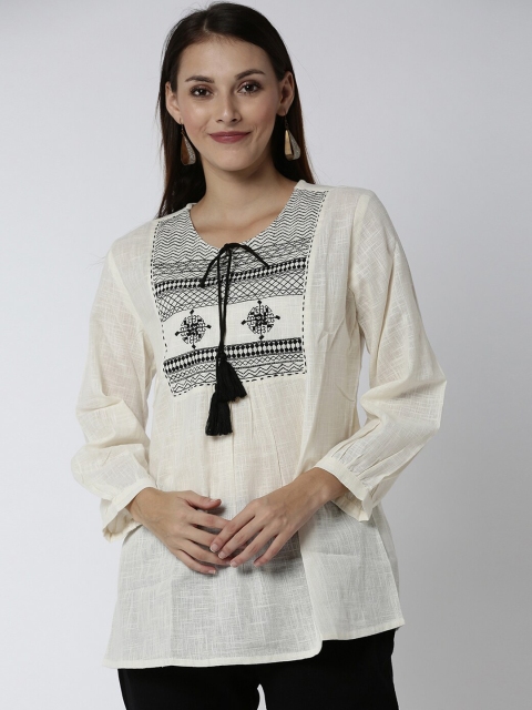 

Soch Women's Off-White & Black Embroidered Tunic