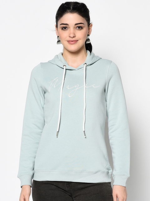 

Trufit Women Blue Printed Hooded Sweatshirt