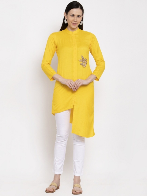 

DUGRI BE THE ONE Women Yellow & White Solid Kurta with Salwar