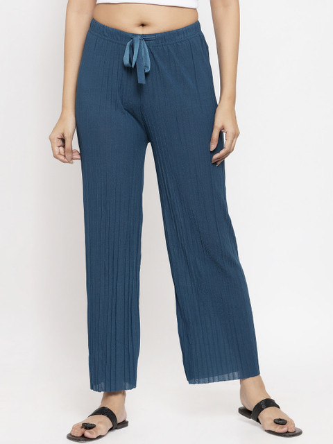 

NEUDIS Women Blue Solid Straight Palazzos