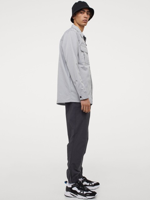 

H&M Men Grey Solid Nylon Shirt Jacket