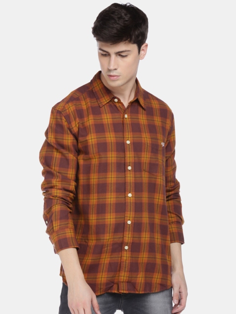 

Aeropostale Men Brown Regular Fit Checked Pure Cotton Casual Shirt