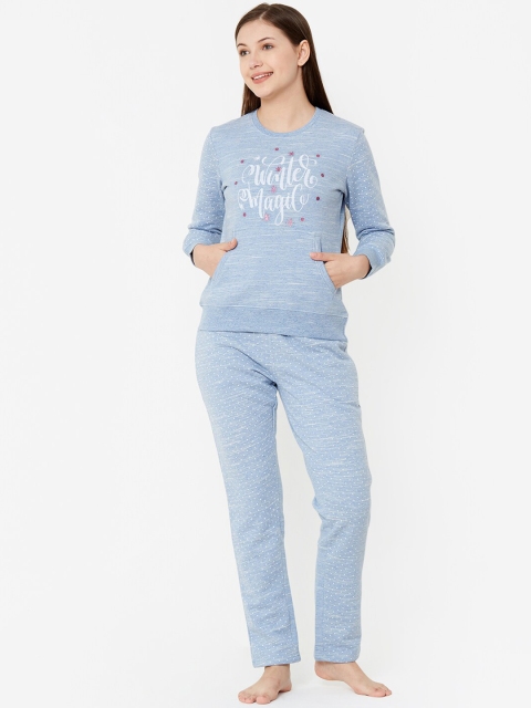 

Sweet Dreams Women Blue & White Printed Night Suit