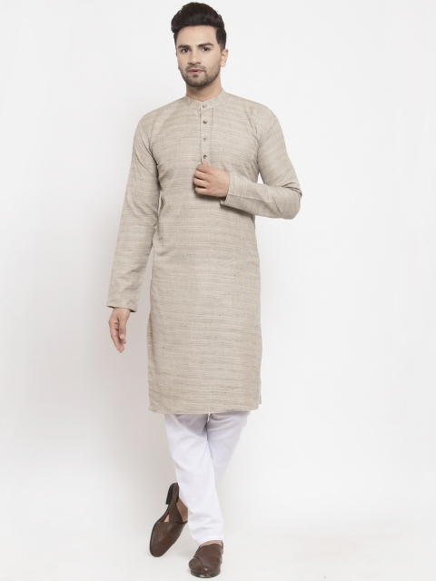 

Jompers Men Grey & White Striped Kurta with Pyjamas