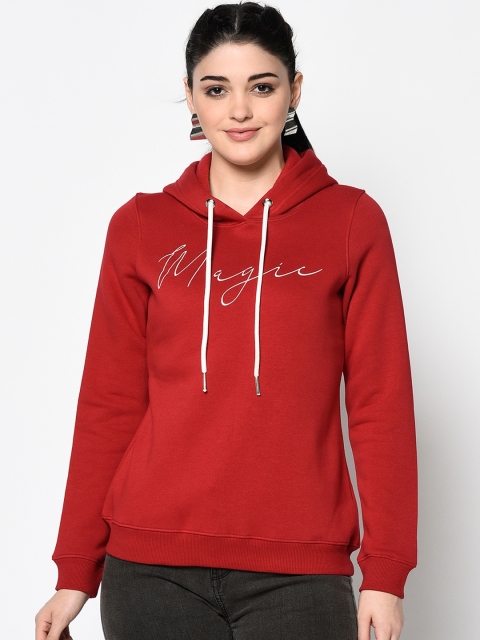 

Trufit Women Red Printed Hooded Sweatshirt