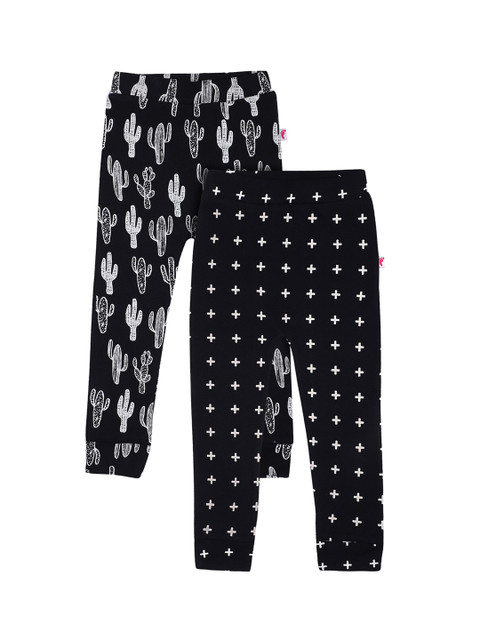 

First Kick Infant Kids Pack Of 2 Black & White Printed Ankle-Length Leggings