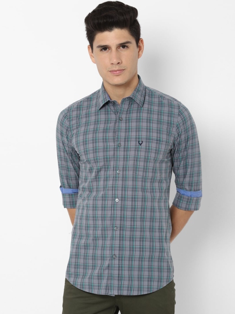 

Solly Sport Men Grey & Blue Slim Fit Checked Casual Shirt