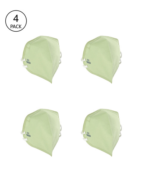 

JS Care Unisex Pack Of 4 Olive Green 6-Ply Reusable N95 Masks