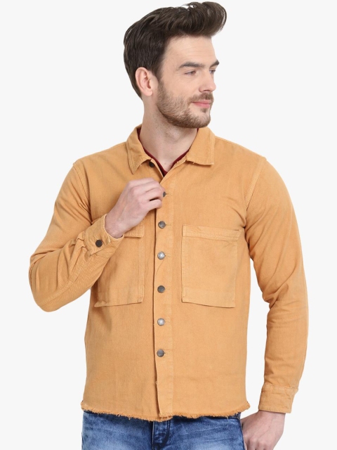 

Kotty Men Yellow Solid Denim Jacket