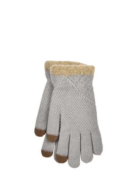 

ToniQ Women Grey Self-Design Knitted Woolen Gloves