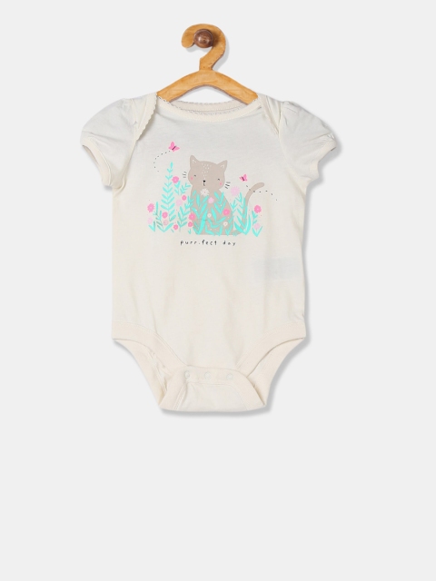 

GAP Baby Girl White Crew Neck Printed Bodysuit
