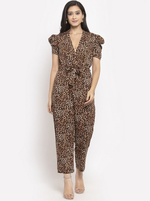 

Just Wow Women Brown & Black Animal Print Basic Jumpsuit