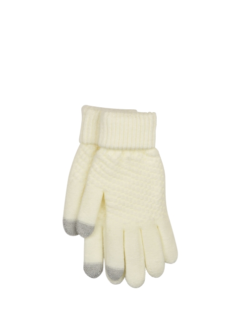 

ToniQ Women White Crochet-Knit Gloves