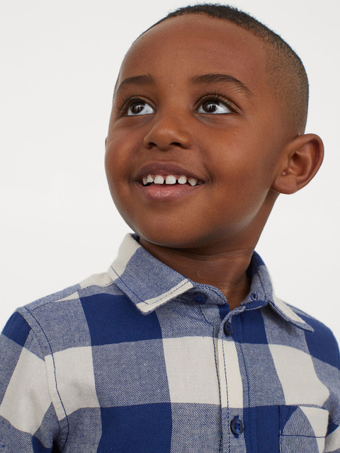 

H&M Boys Blue & Off-White Checked Cotton Flannel Shirt