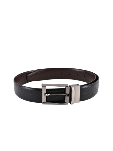

BuckleUp Men Black & Brown Textured Reversible Leather Belt