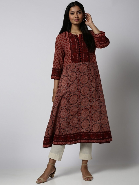 

Soch Women Maroon Printed A-Line Kurta