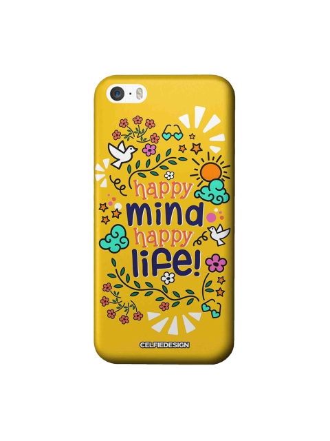 

CelfieDesign Yellow & White Happy Mind Happy Life Printed Sustainable iPhone SE Back Case