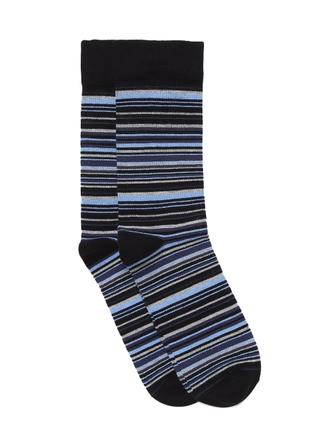 

LINDBERGH Men Blue & Black Striped Above Ankle-Length Socks