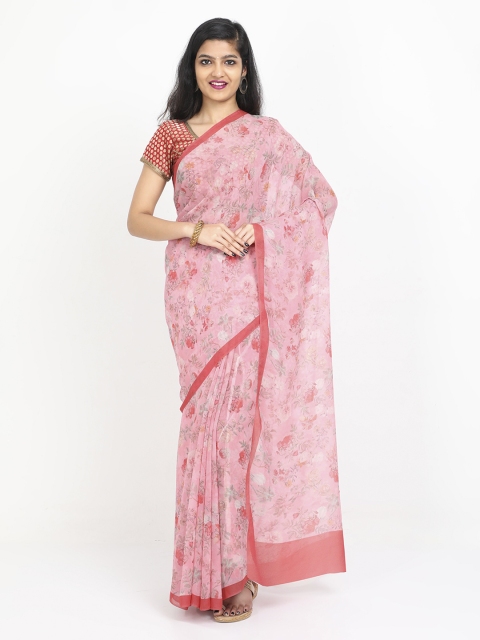 

SABOO COLLECTIONS Pink Printed Saree