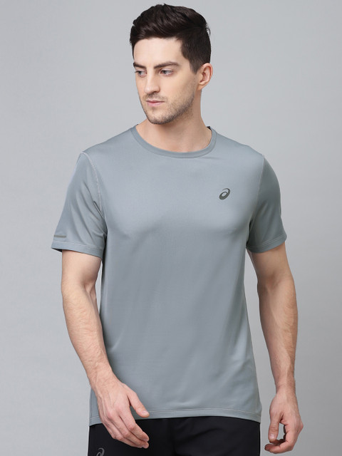 

ASICS Men Grey Solid Round Neck T-shirt