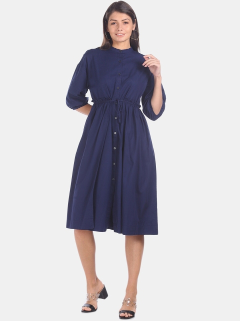 

GAP Women Navy Blue Mandarin Neck Solid Dress